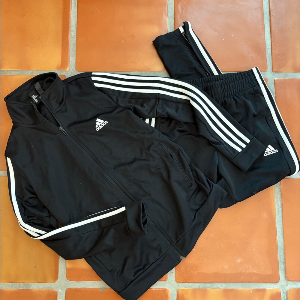 Adidas Black Joggers with White Logo set Size S